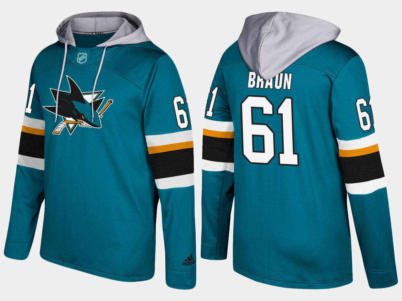 NHL Men San Jose sharks #61  justin braun blue hoodie